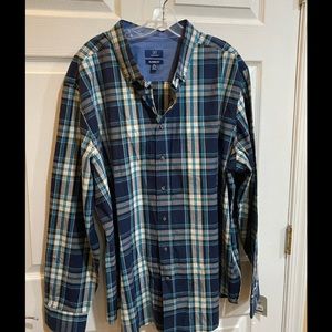 George Men Button Down Shirt 3XL Classic Fit Multicolor Plaid Long Sleeve Pocket